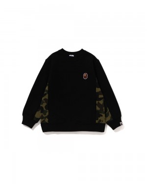 Bape 1st Panel Ape Head One Point Crewneck Oberteile Kinder Schwarz | PEO-635470