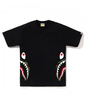 Bape 1st Side Shark T-shirts Herren Schwarz | KAT-974806