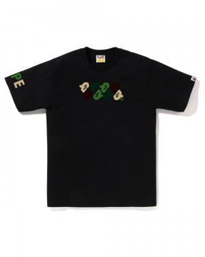 Bape ABC T-shirts Herren Schwarz | UQT-502169