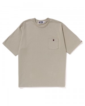 Bape Ape Head One Point Relaxed Fit Pocket T-shirts Herren Beige | NIR-160789