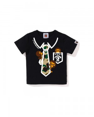 Bape Babies 1st Baby Milo Neck Tie Print Oberteile Kinder Schwarz | NPH-137064