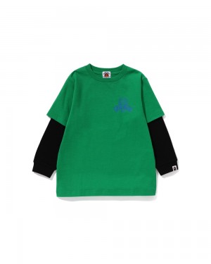 Bape Baby Milo Layered L/S Oberteile Kinder Grün | DWF-962504