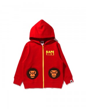 Bape Baby Milo Pocket Zip Hoodie Oberteile Kinder Hellrot | ZNW-834061