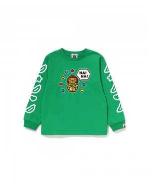 Bape Baby Milo Speech Balloon L/S #1 Oberteile Kinder Mintfarben | KTP-752604