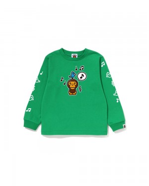 Bape Baby Milo Speech Balloon L/S #2 Oberteile Kinder Mintfarben | QKG-618540