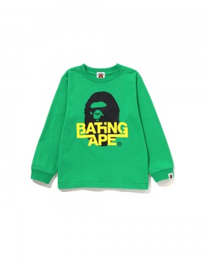 Bape Bathing Ape Ape Head L/S Oberteile Kinder Mintfarben | VNY-064153