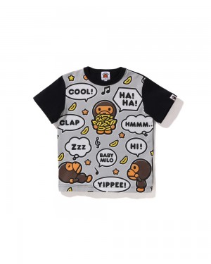 Bape Big Baby Milo Speech Balloon Oberteile Kinder Schwarz | XWH-094231