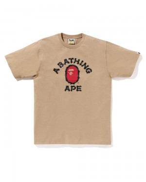 Bape Brush College T-shirts Herren Beige | GSL-784325