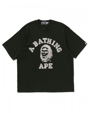 Bape College Graphic T-shirts Herren Tiefesgrün | VKM-036452