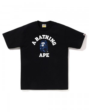 Bape College T-shirts Herren Schwarz | YUX-964185