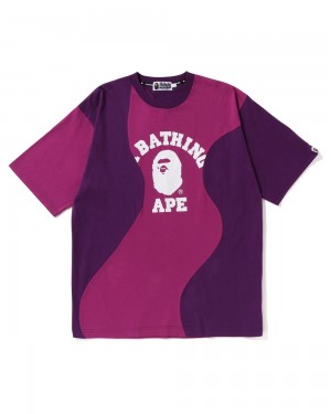 Bape Cutting College Relaxed Fit T-shirts Herren Lila | KCM-183549