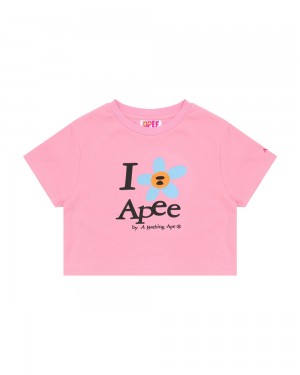 Bape Flower cropped T-shirts Damen Rosa | FTA-473591