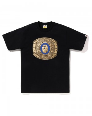 Bape Foil College Ring T-shirts Herren Schwarz | UGE-387420