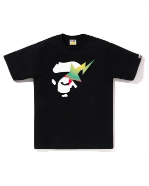 Bape Gradation On Ape Face STA T-shirts Herren Schwarz | IYA-128703