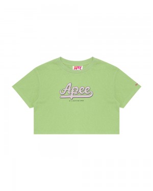 Bape Graphic cropped T-shirts Damen Grün | YTS-830957