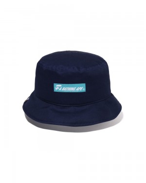 Bape Half Mesh Bucket Hüte Herren Navy Blau | WTK-314875