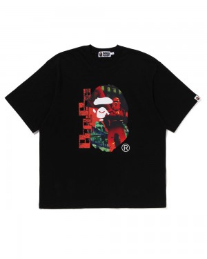 Bape Head graphic T-shirts Herren Schwarz | ZUT-657298