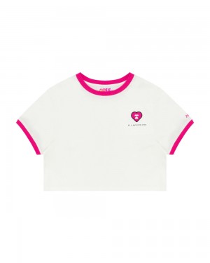 Bape Heart cropped T-shirts Damen Weiß | ATP-287435