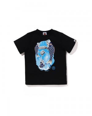 Bape Koinobori Waterfall Ape Head Oberteile Kinder Schwarz | BQC-427908