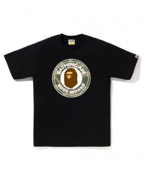 Bape Layered Line Busy Works T-shirts Herren Schwarz | AZU-907265