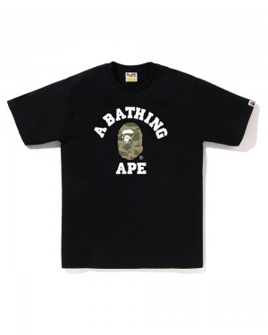 Bape Layered Line College T-shirts Herren Schwarz | XTS-403896