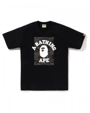 Bape Layered Line On College T-shirts Herren Schwarz | ZOF-014592