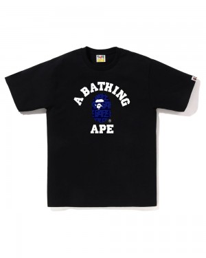 Bape Logo Monogram College T-shirts Herren Schwarz | ERF-906237