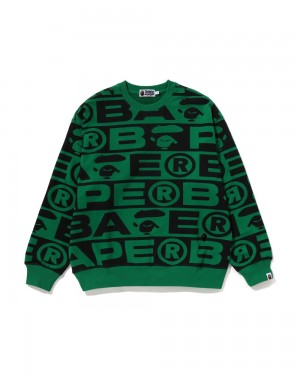 Bape Lux Sport Pattern Oversized Crewneck Sweatshirt Herren Türkis | PBA-749215