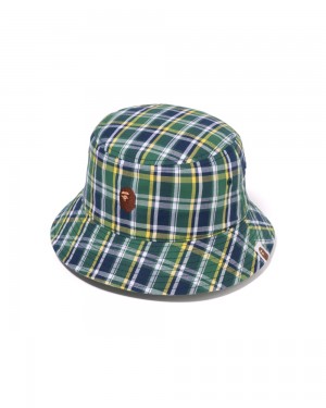 Bape Mini Check Bucket Hüte Herren Hellgrün | UBX-985107