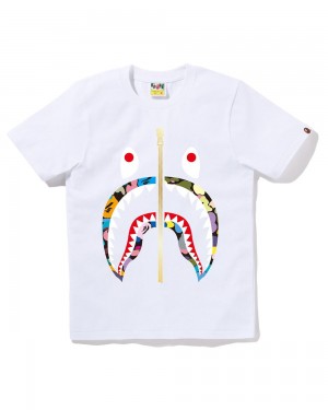 Bape Multi Shark T-shirts Damen Weiß | ROT-792483