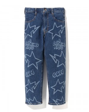 Bape Random STA Denim Unterteile Kinder Navy Blau | GOC-178539