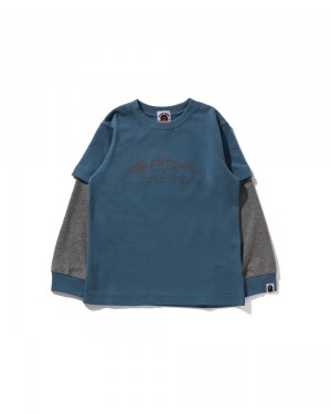 Bape Reflective Layered L/S Oberteile Kinder Blau | KWY-435160