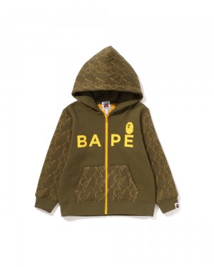 Bape STA Quilting Zip Hoodie Oberteile Kinder Grün | PWK-429380