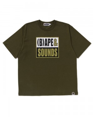 Bape Sounds Logo T-shirts Herren Grün | UBR-217365