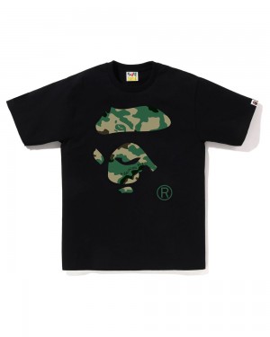 Bape Woodland Ape Face T-shirts Herren Schwarz | YHG-280147