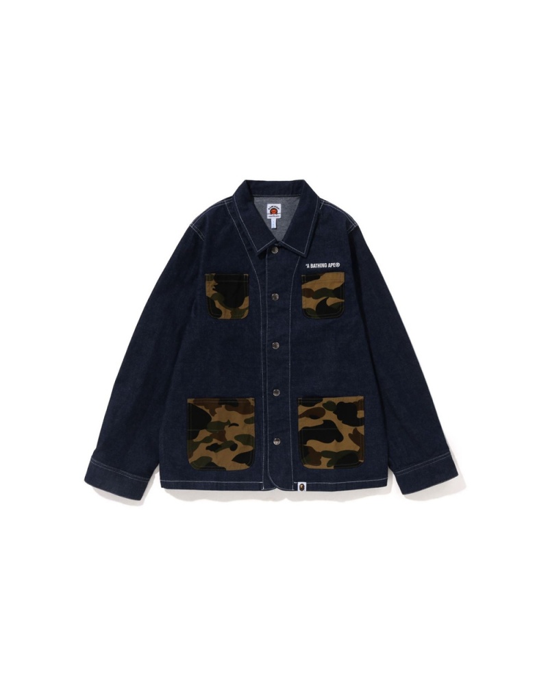 Bape 1st Pocket Denim Coverall Jr Oberbekleidung Kinder Blau | NVE-168259