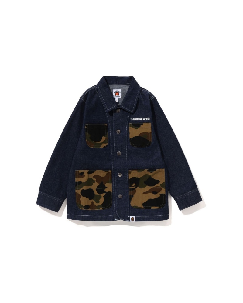 Bape 1st Pocket Denim Coverall Oberbekleidung Kinder Blau | WKF-810543