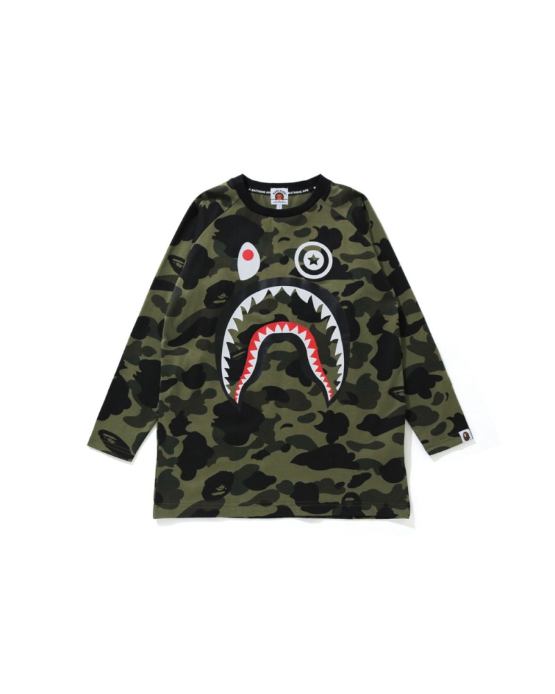 Bape 1st Shark 3/4 Sleeve Oberteile Kinder Grün | WPZ-945827