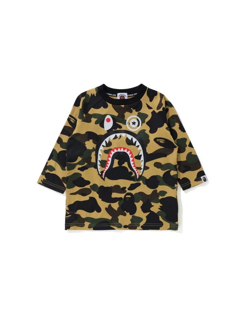 Bape 1st Shark 3/4 Sleeve Oberteile Kinder Gelb | IRS-327108