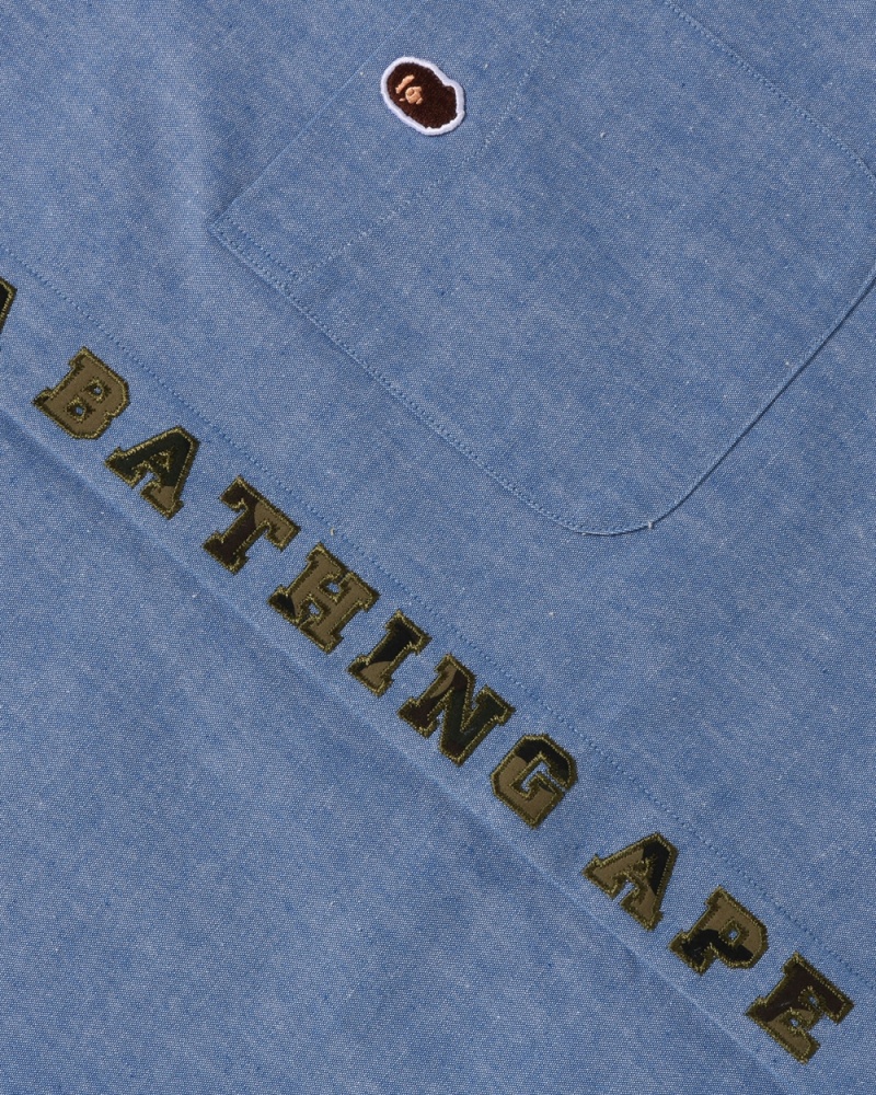 Bape A Bathing Ape Applique BD Loose Fit Hemd Herren Blau | VJQ-608129