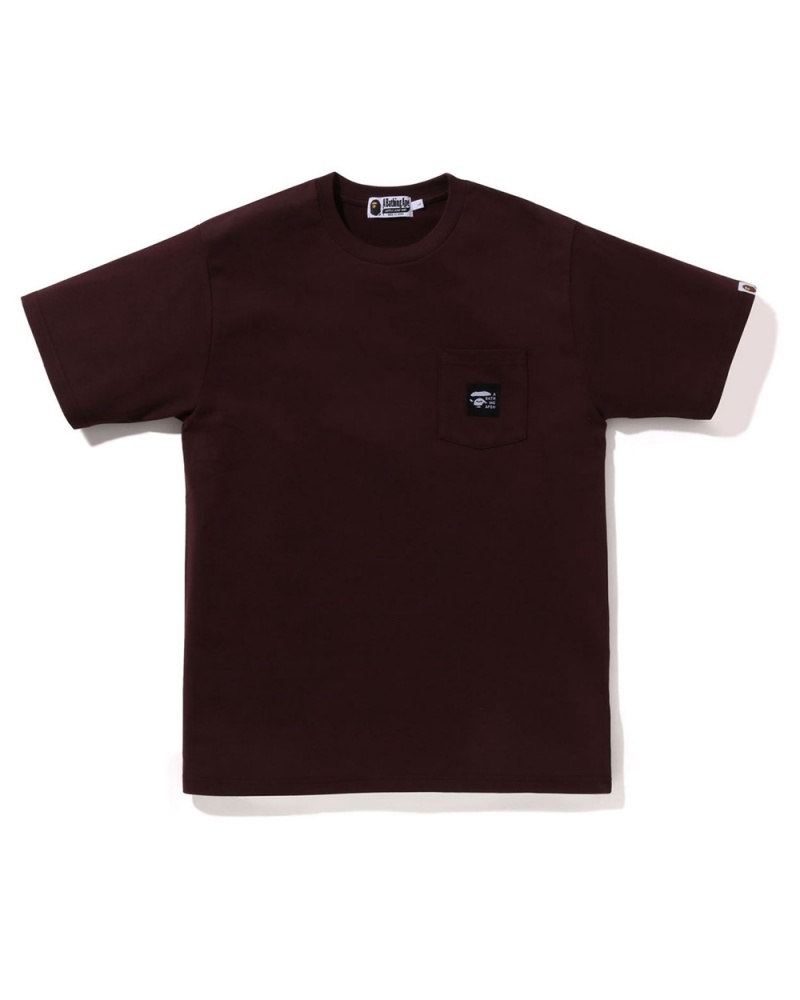 Bape A Bathing Ape Label Pocket T-shirts Herren Bordeaux | CRB-082641