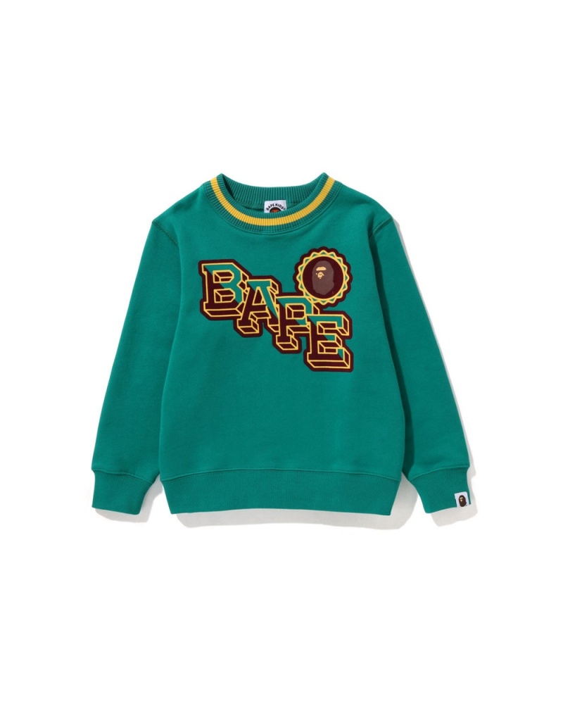 Bape Ape Head Emblem Crewneck Oberbekleidung Kinder Pfauengrün | EYL-403851