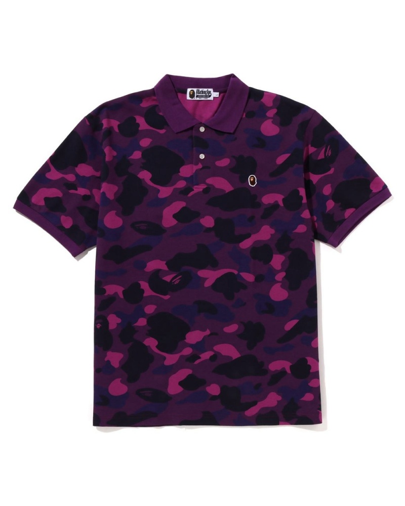 Bape Ape Head One Point Polo T-shirts Herren Lila | CDP-593720