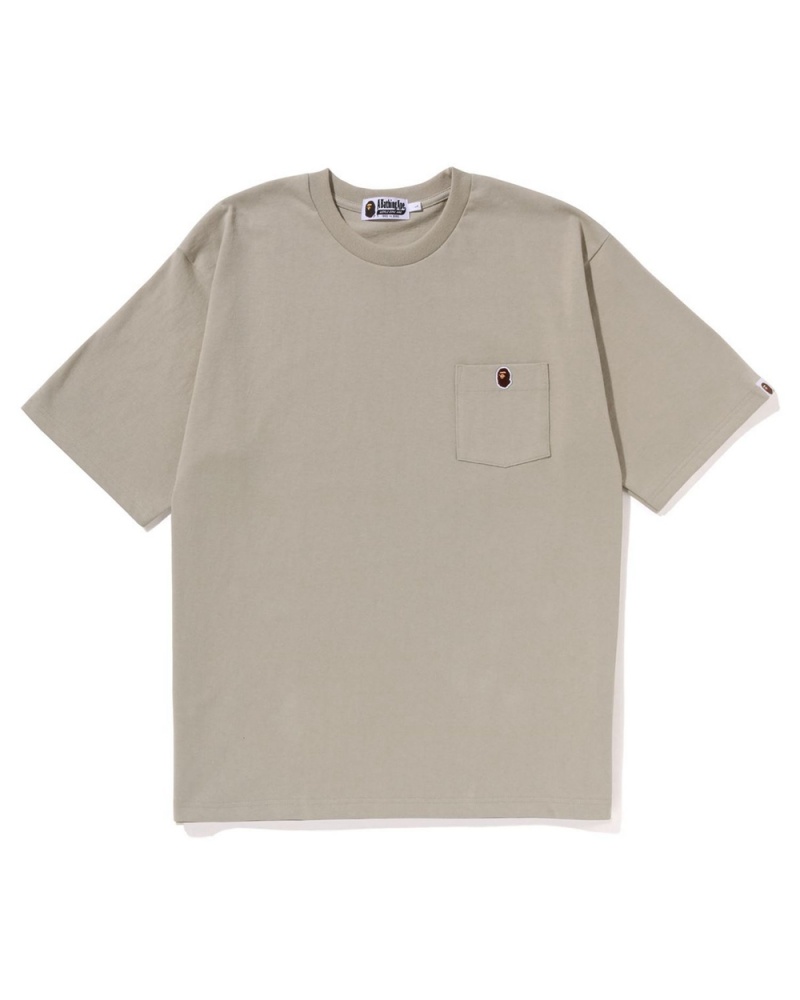 Bape Ape Head One Point Relaxed Fit Pocket T-shirts Herren Beige | NIR-160789