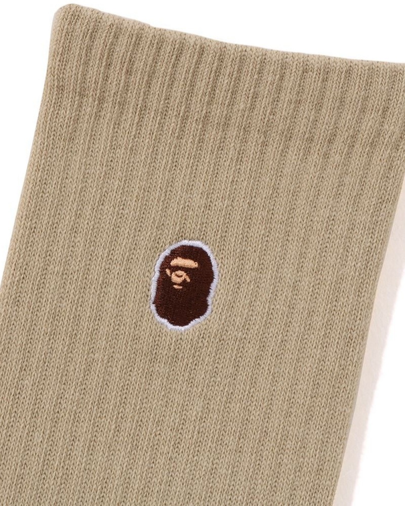 Bape Ape Head One Point Socken Herren Beige | VRI-249816