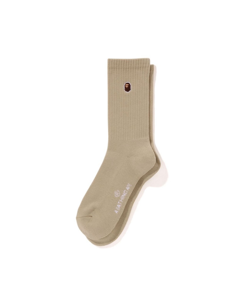 Bape Ape Head One Point Socken Herren Beige | VRI-249816