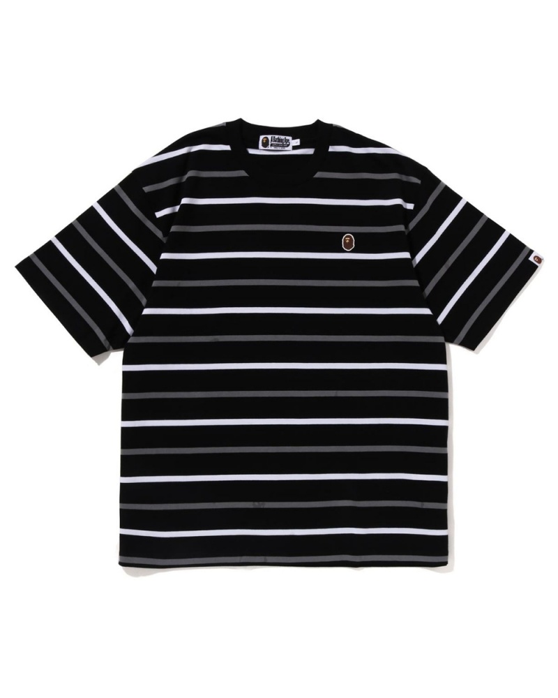 Bape Ape Head One Point Stripe T-shirts Herren Schwarz | PFC-069813