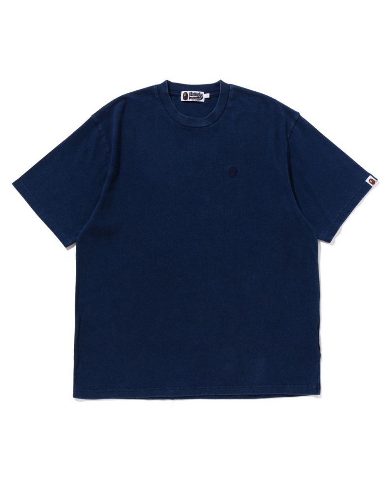 Bape Ape Head One Point T-shirts Herren Navy Blau | YXP-971602