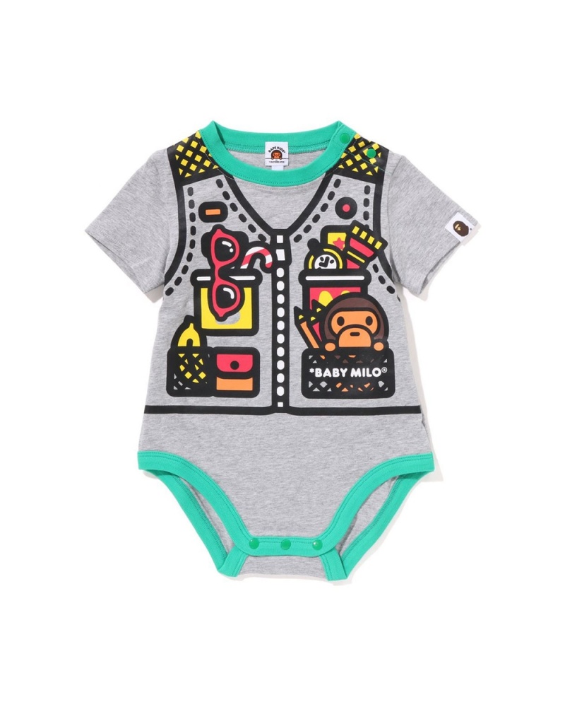 Bape Babies Baby Milo Vest Print Overall Kinder Grau | ZHI-710263