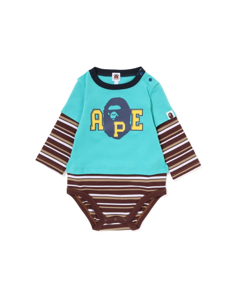 Bape Babies Hoop Ape Head Layered Overall Kinder Hellgrün | YXO-738062